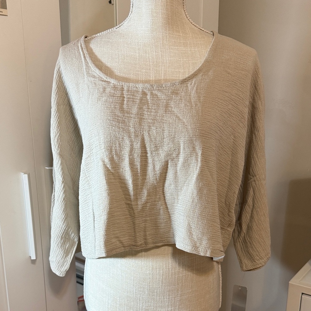 Casual Beige Long Sleeve Top for Women